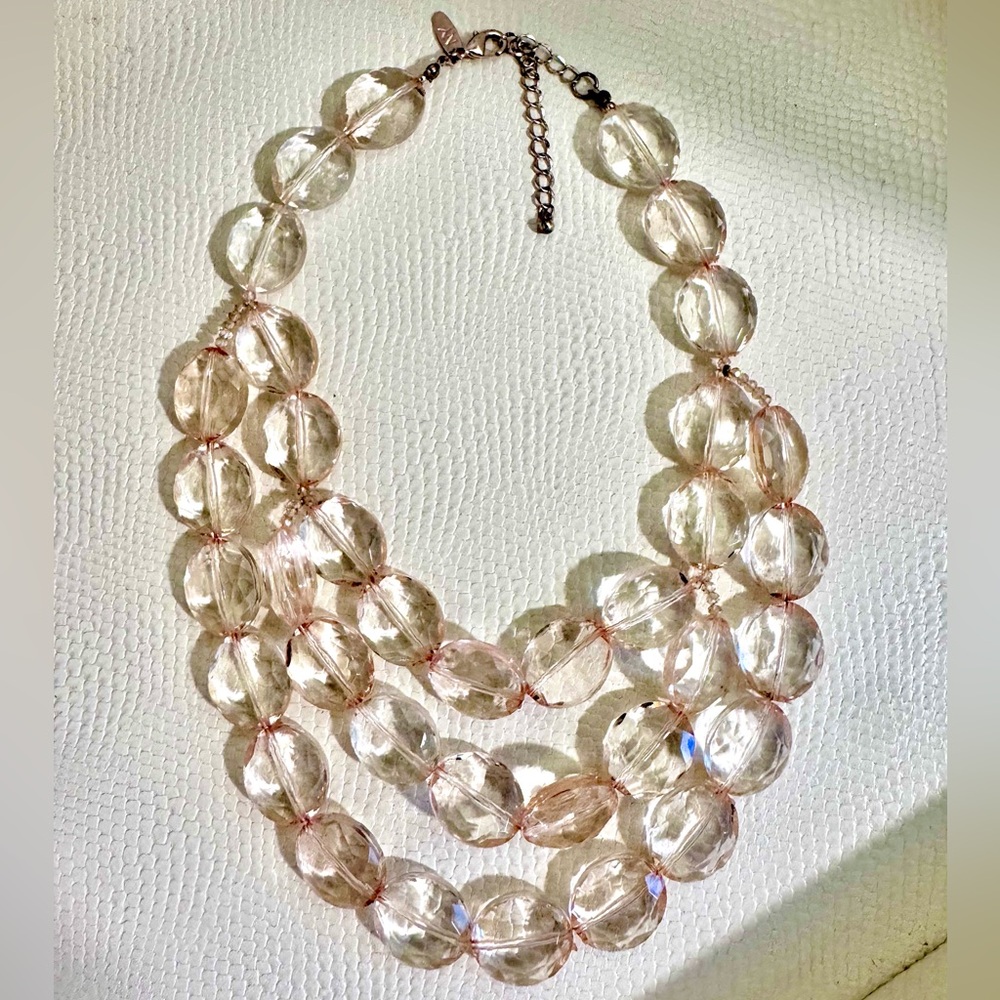 Pink Three Layer Beaded Necklace
